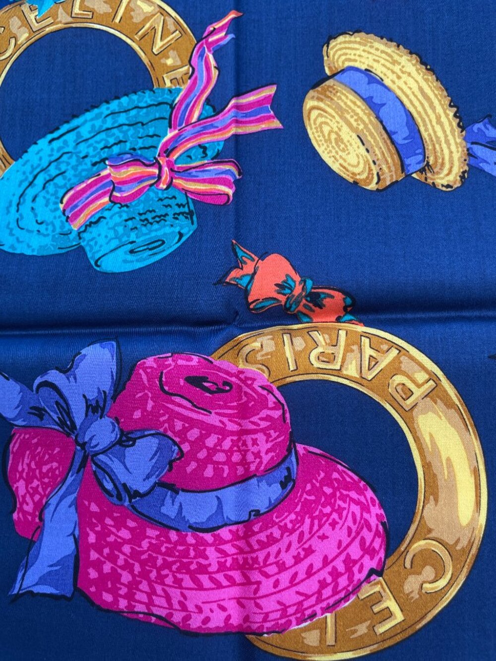 Céline Paris Cotton Scarf Colorful Hat Print - Picture 12 of 15